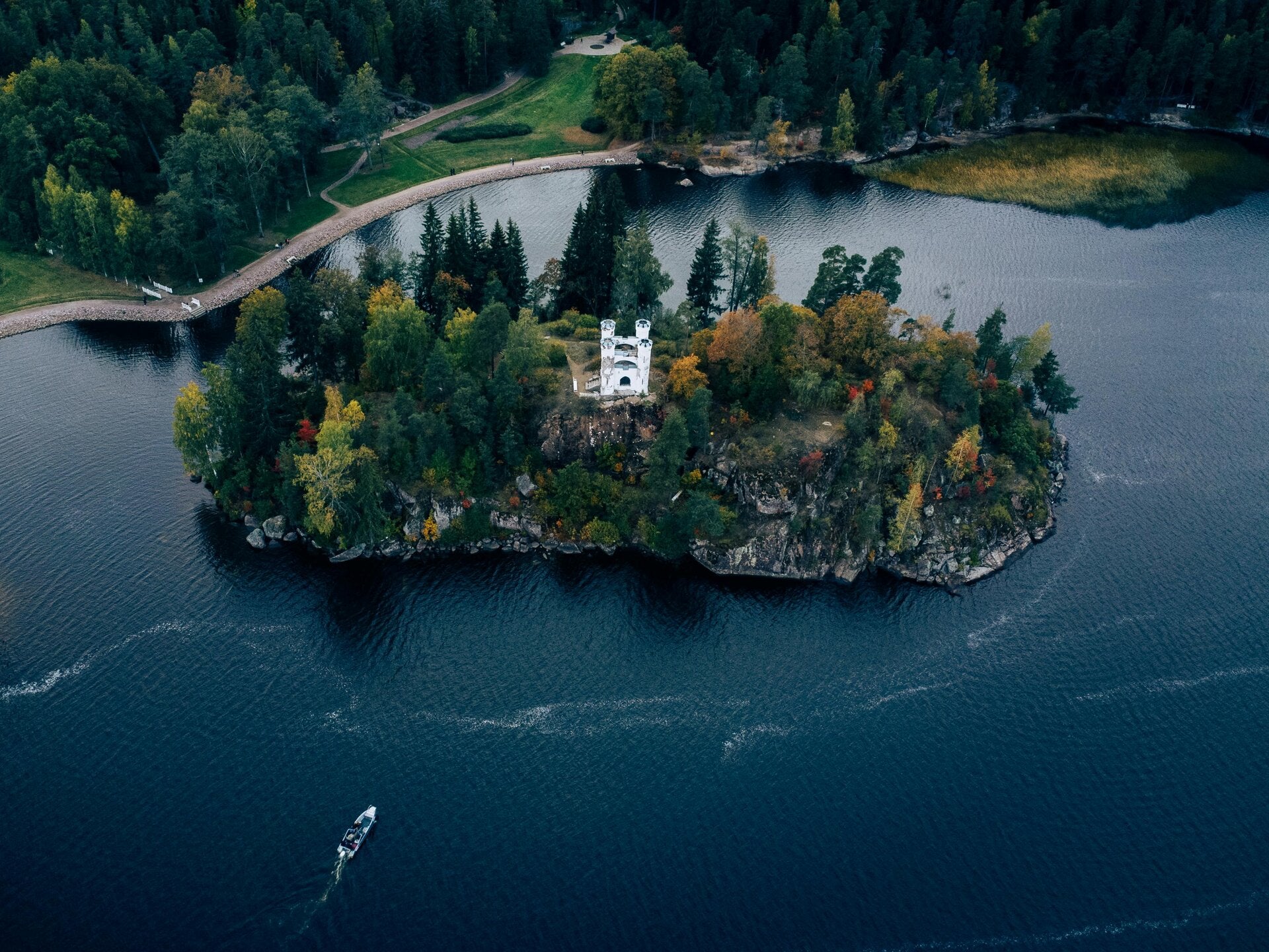 Drönarbild av fritidshus