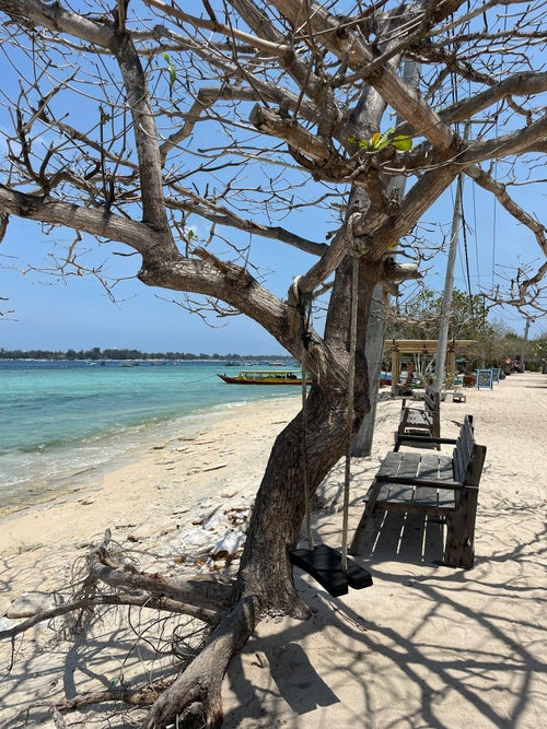 Balançoire au-dessus de l’eau sur une île Gili