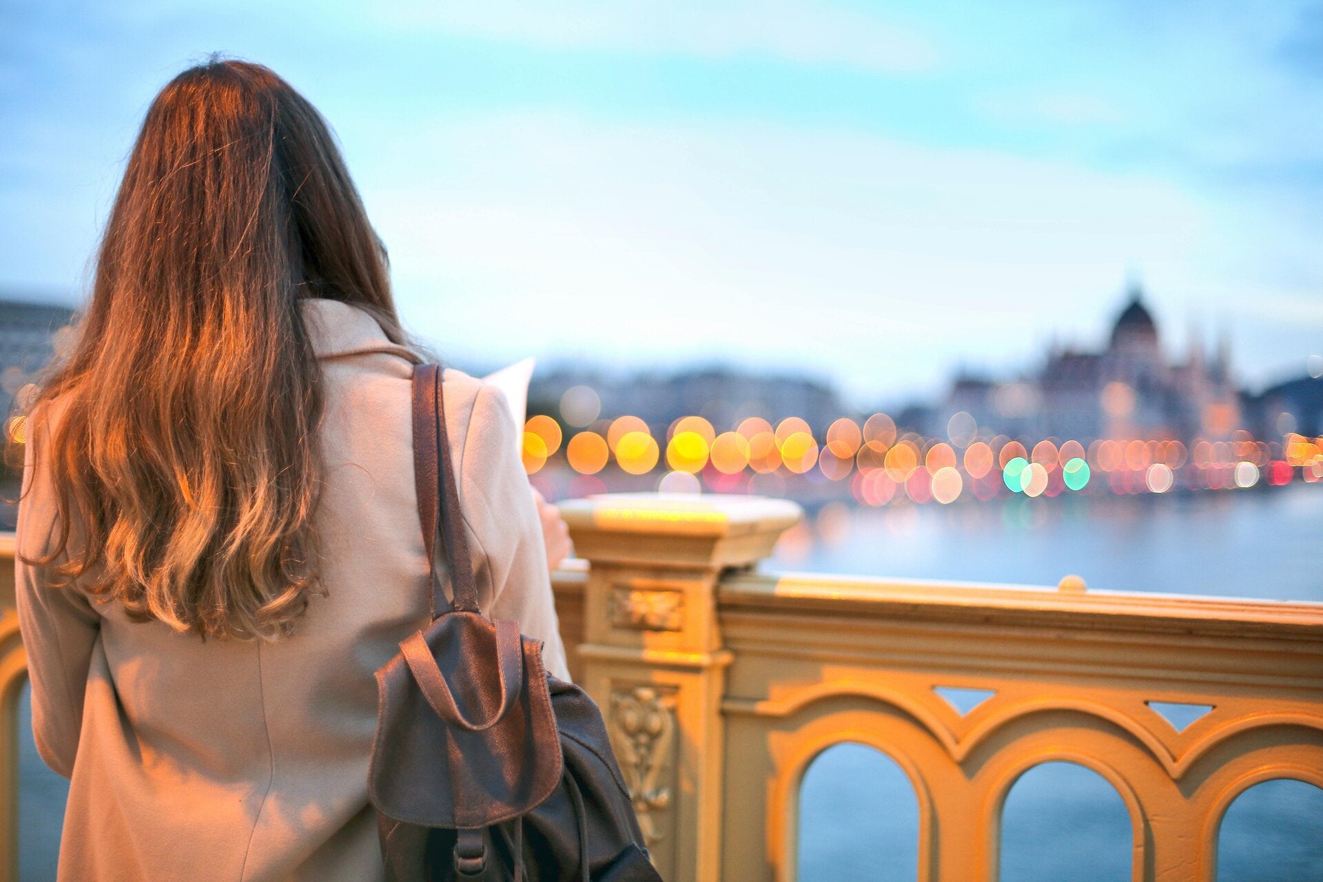 solo female on a bridge in Budapest, Hungary