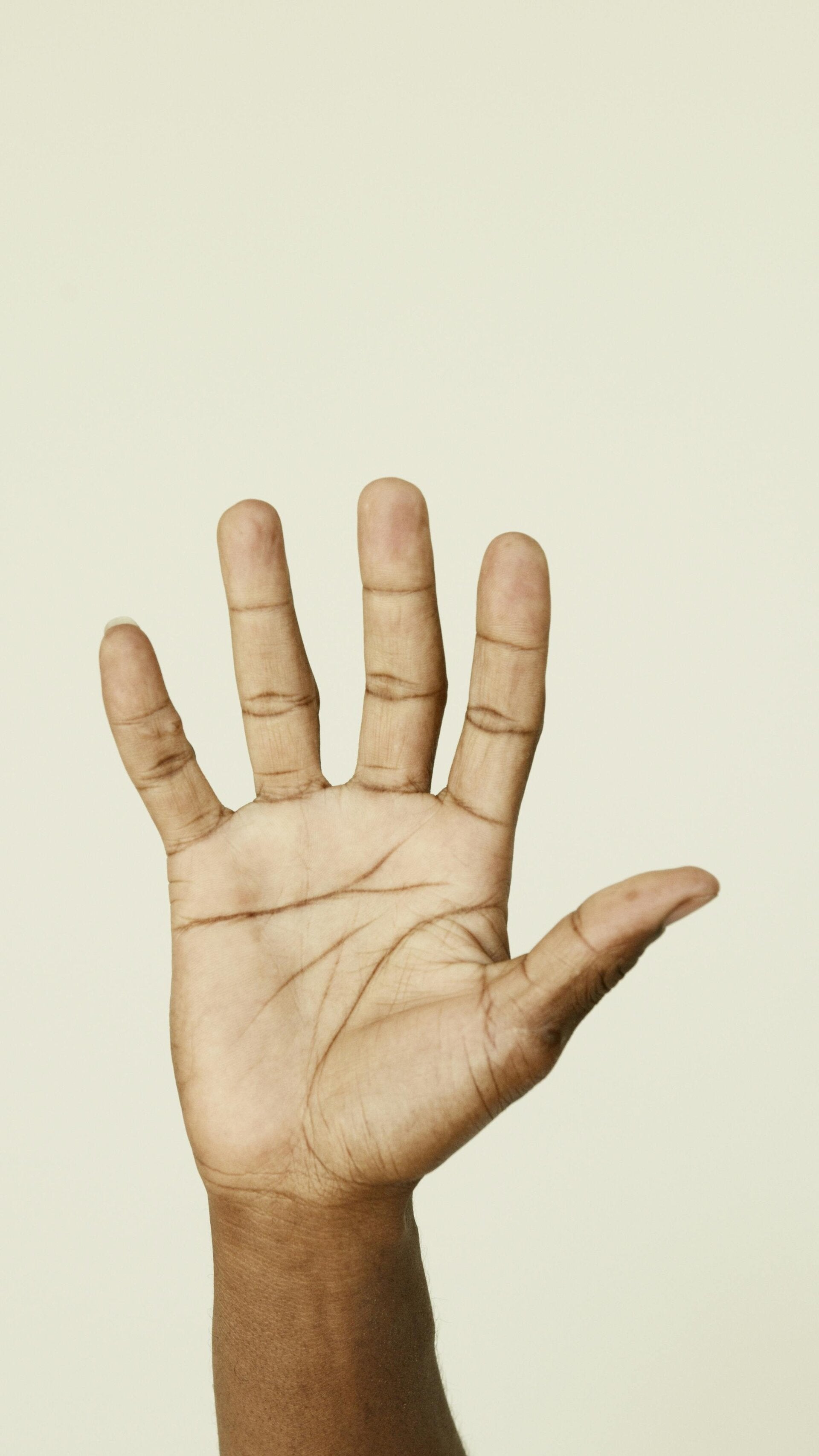 opgestoken hand met vijf vingers