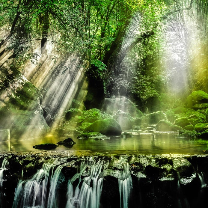 Foto Arnie Chou natuur waterval lichtstralen Missnienox poëzie