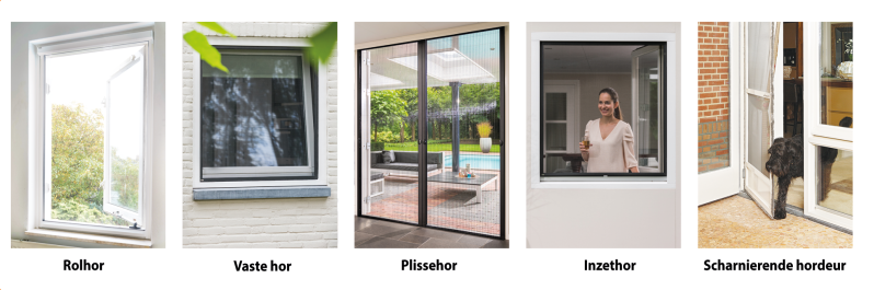plisséhordeur, rolhorren, inklemhorren, inzethorren, rolhordeuren, raamrolhorren, voorzethorren, deurhorren, raamhorren, plisse raamhorren, schuifhordeuren, vaste hordeuren, vliegengordijnen, Vliegenramen, Vliegendeuren, Schuifvliegendeuren, Rolvliegenram