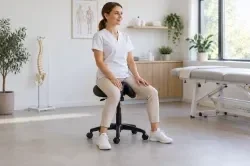 Gebruiker zit correct in het midden van een zadelkruk