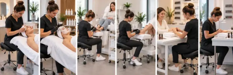Zadelkrukken bij verschillende behandelingen door schoonheidsspecialisten en pedicures