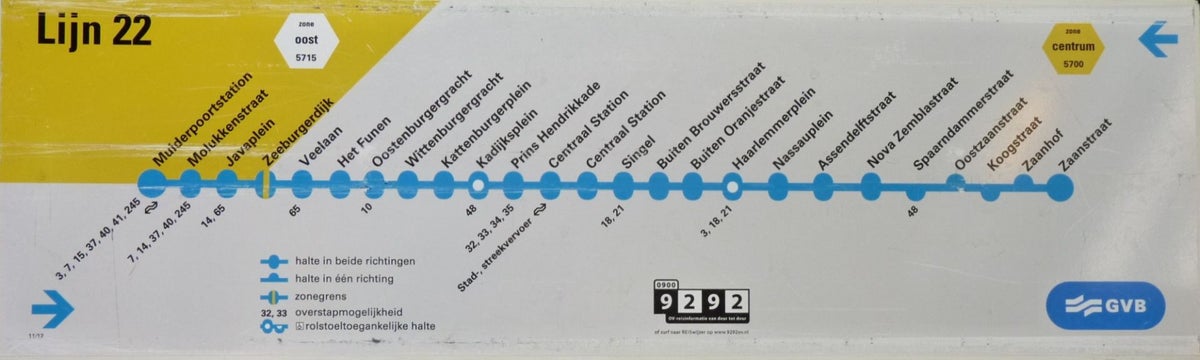 Route borden - bus / GVB Amsterdam | Spoorkees.nl