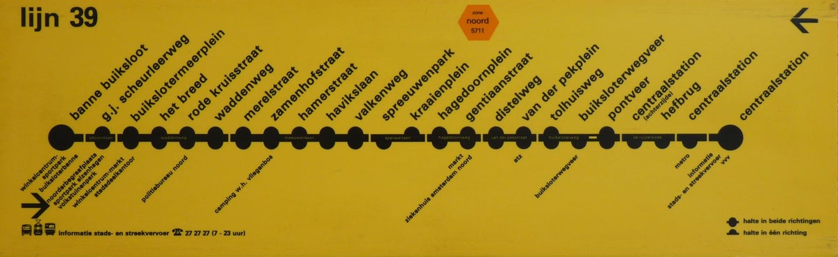 Route borden - bus / GVB Amsterdam | Spoorkees.nl