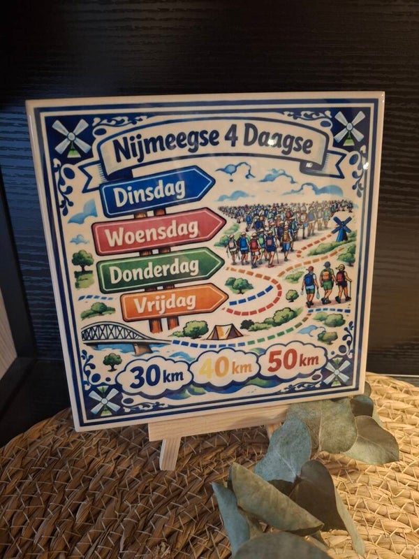 Tegeltje nijmeegse 4 daagse, dagen/afstanden
