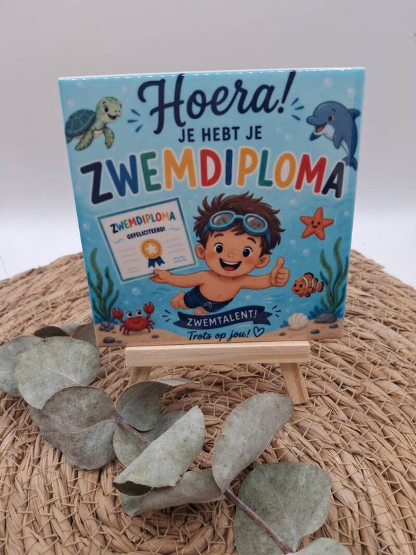 Tegeltje zwemdiploma jongen