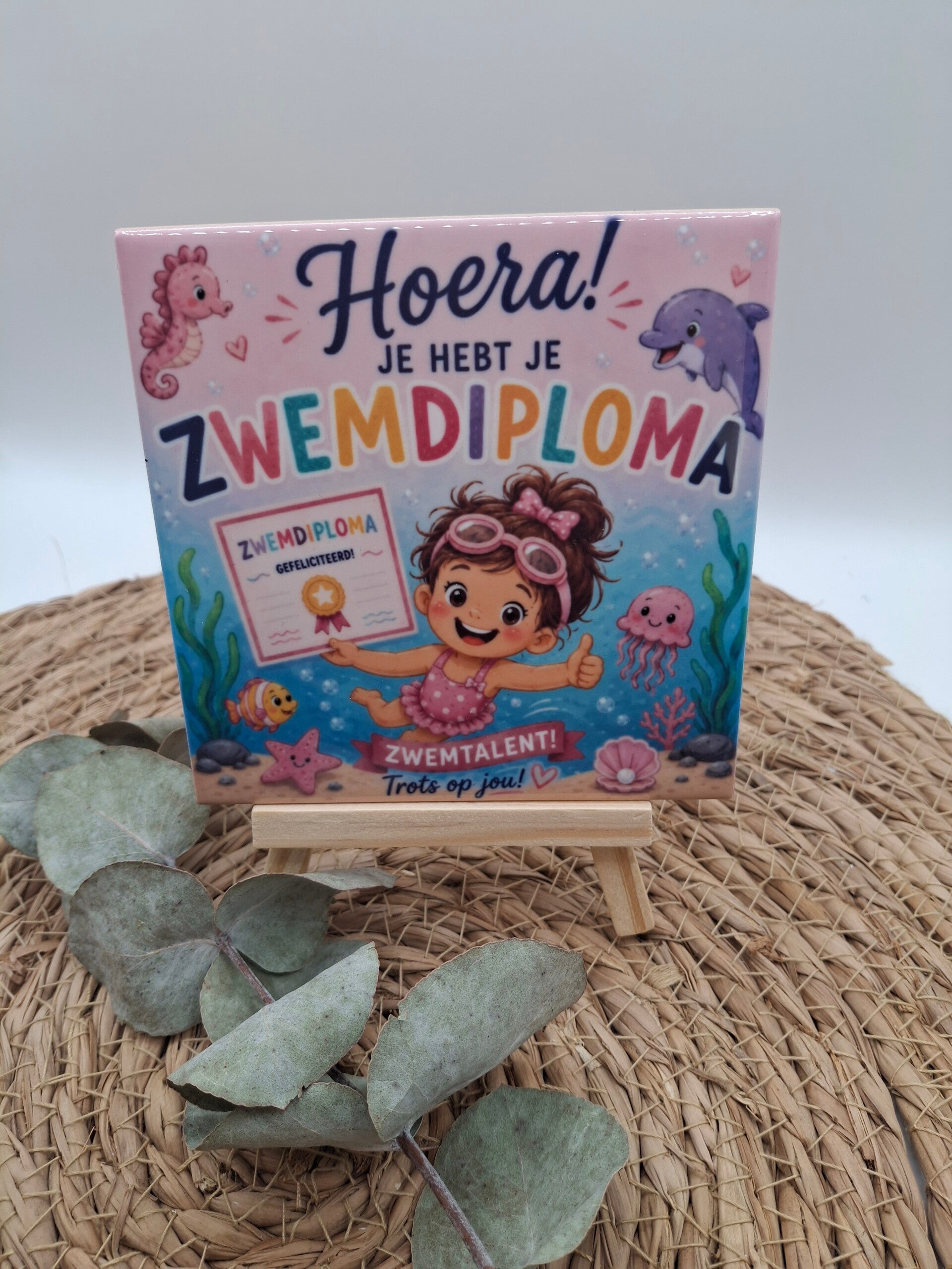 Tegeltje zwemdiploma meisje