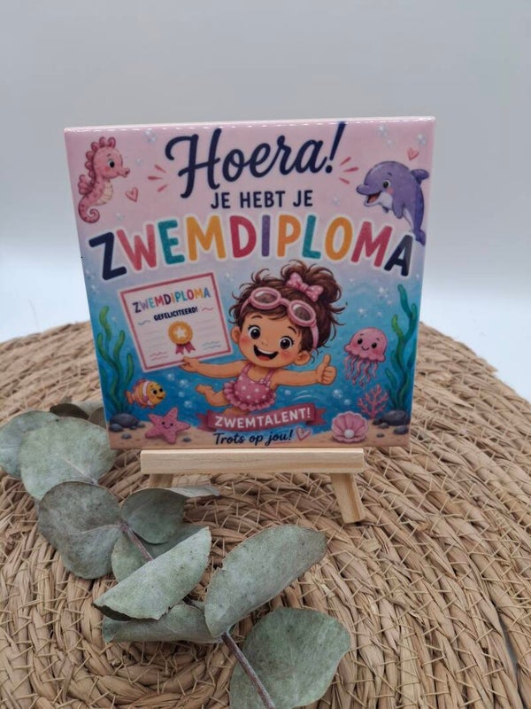 Tegeltje zwemdiploma meisje