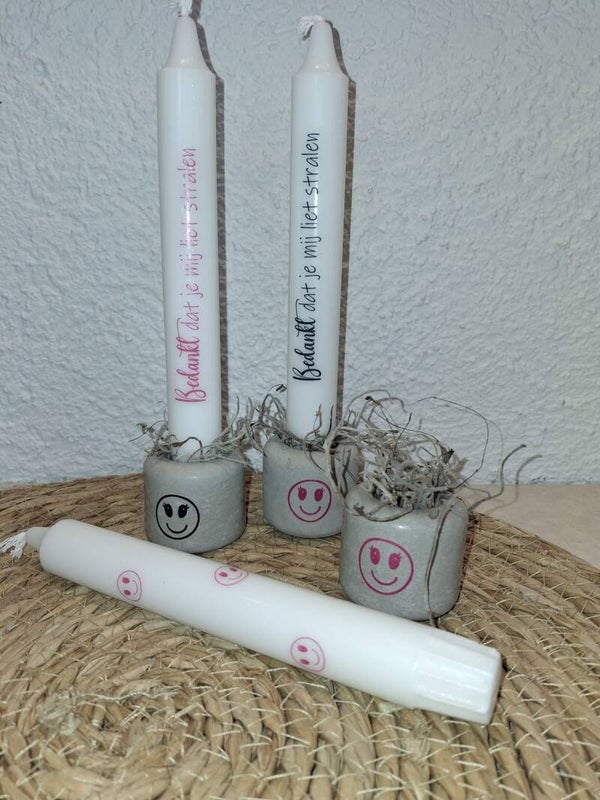 Smiley kaars met houder