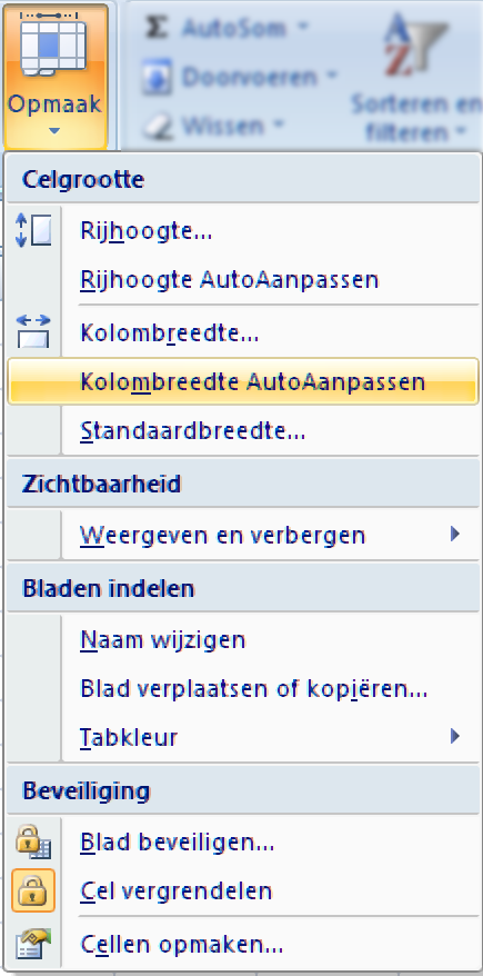 cellen opmaak