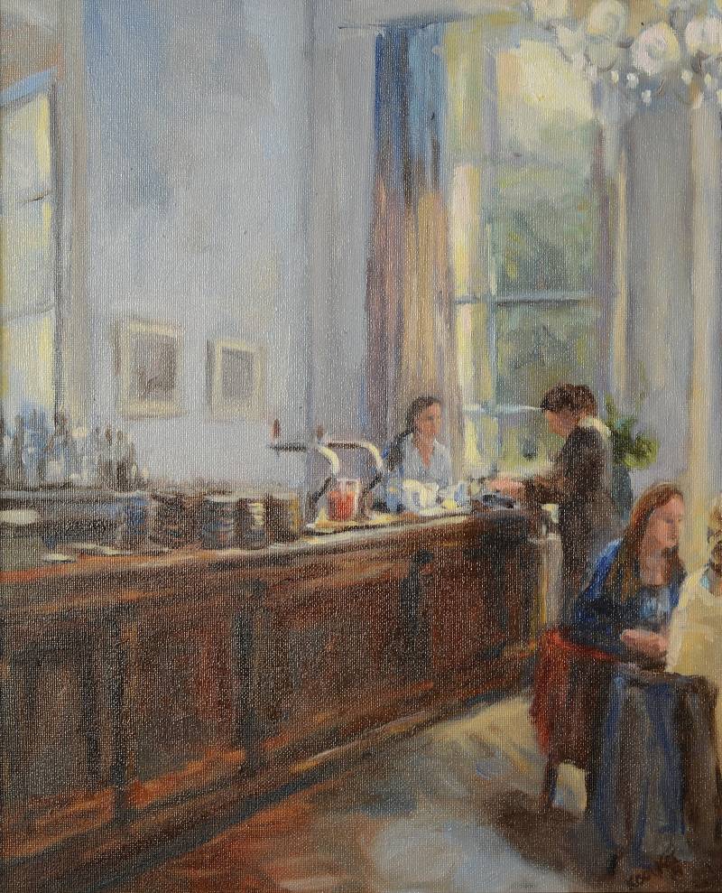 Grand café Zwolle3 | 38 x 46 cm | olieverf op doek | 2014