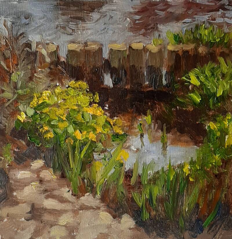 Vol inspiratie | 15 x 15 cm | olieverf op paneel | april 2020