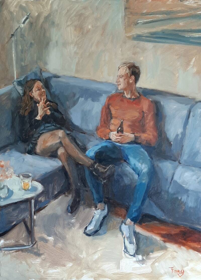 Bankhangen | 60 x 80 cm | olieverf op doek | maart 2020