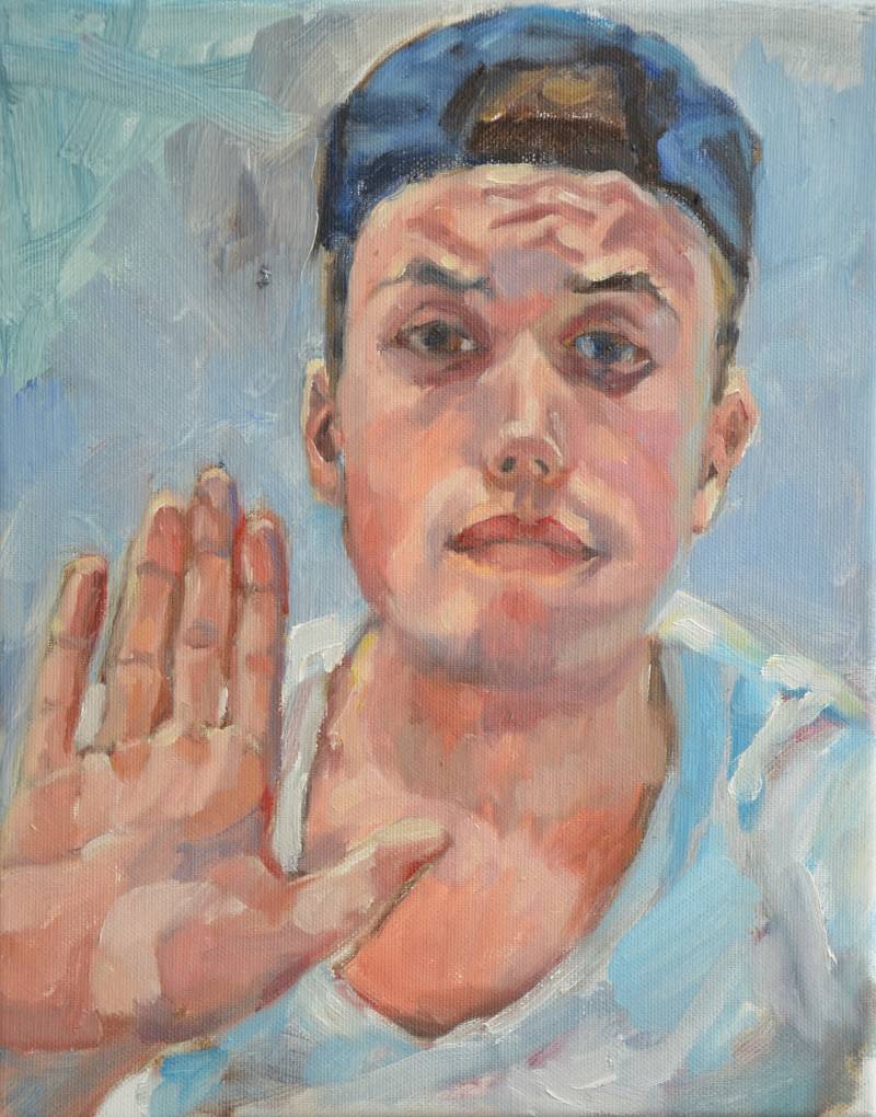 Groet van ver | 24 x 30 cm | olieverf op doek | 2017