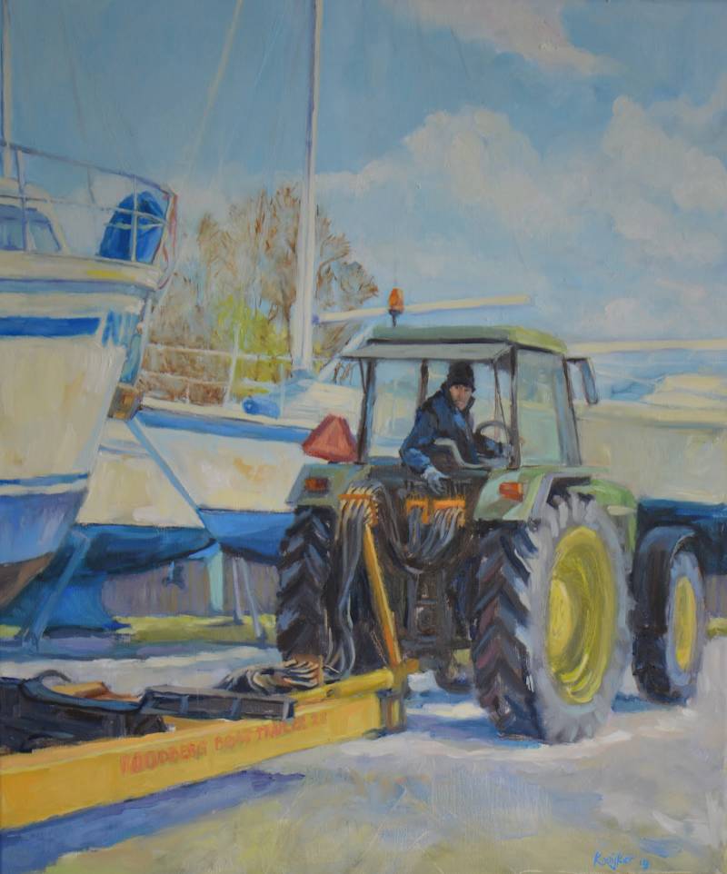 De eerste schepen | 50 x 60 cm | olieverf op doek | 2019