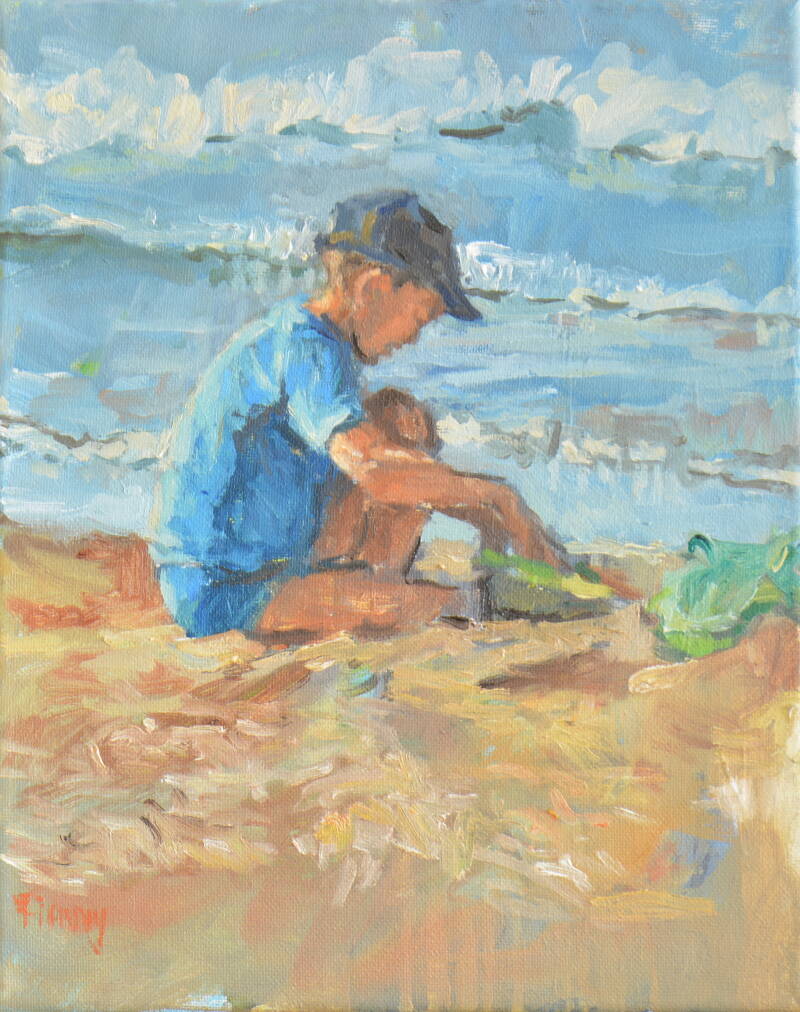 Stranddag 2 | 24 x 30 cm | olieverf op doek | 2021