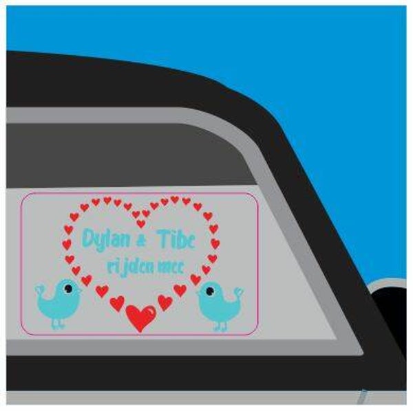 auto sticker "hartje met vogels"