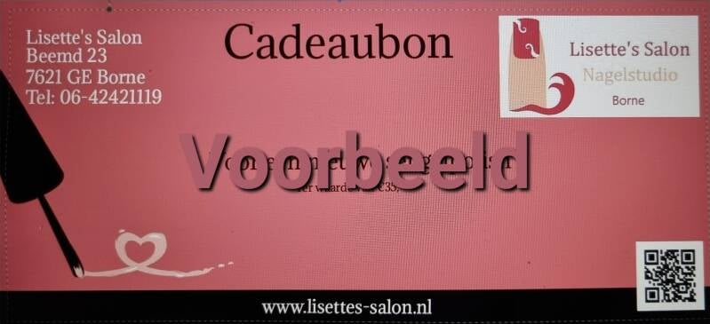 Cadeaubon nagelsalon, verrassing, Lisette's Salon, 