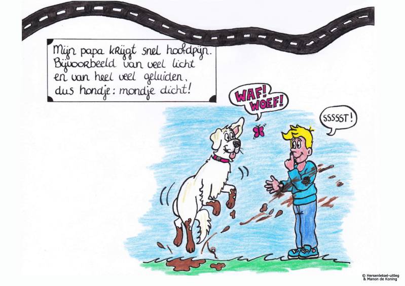 7 Praten vindt hij ook moeilijk. Zijn mond doet niet goed mee. Soms help ik hem met oefenen. Dan praat ik wel voor twee.