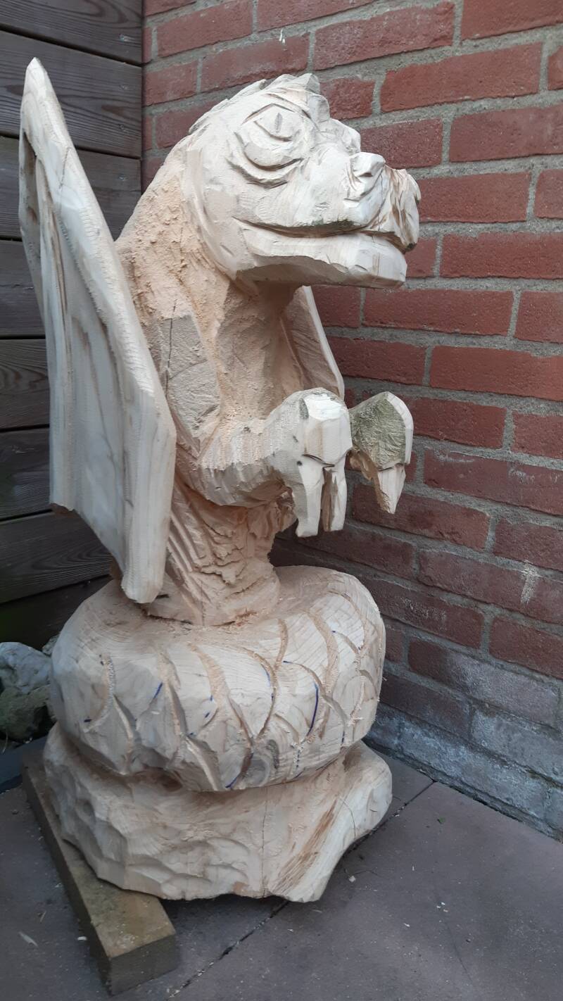 Draak van hout, beeld, door Rob Peters
