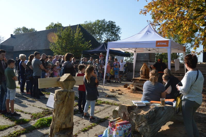 kettingzaag demo op Park Bredelaar