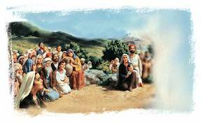 afbeelding mensen luisteren naar Jezus