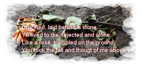 afb gekruisigd achter een steen