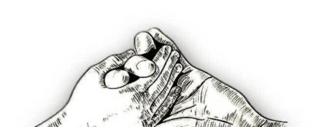 twee handen ineen gestrengeld