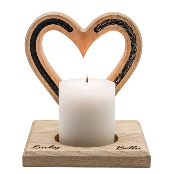 Houten hart kaarshouder