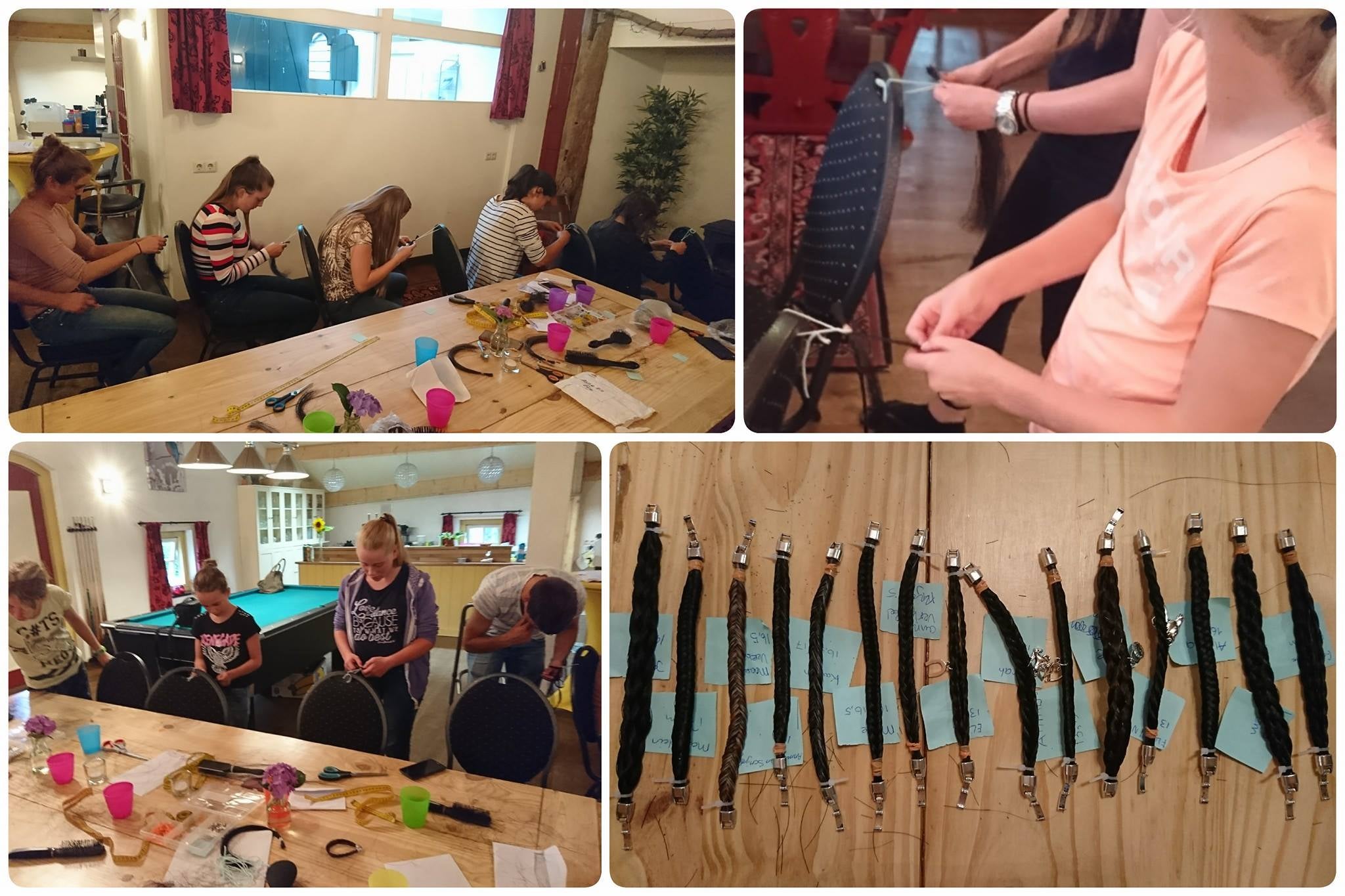 Foto van de workshop in Erp eerder vanavond!De workshop kwam als een verrassing voor deze leuke creatieve groep op ponykamp :) Leuk om te zien dat ze het een leuke verrassing vonden! Lijkt het jou ook leuk om je eigen armband te maken? Dat kan dus tijdens