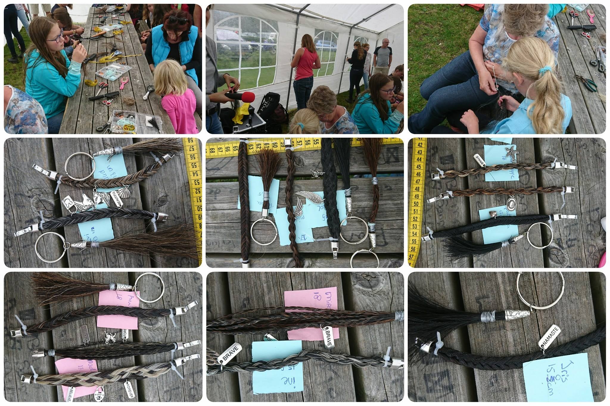 Afgelopen zaterdag kon er een workshop gevolgd worden op een hele leuke camping. Er was een paarden weekend georganiseerd en de camping gasten konden hun eigen armband maken! En dat is zeker gelukt :) Foto van de workshop in Vierhouten.