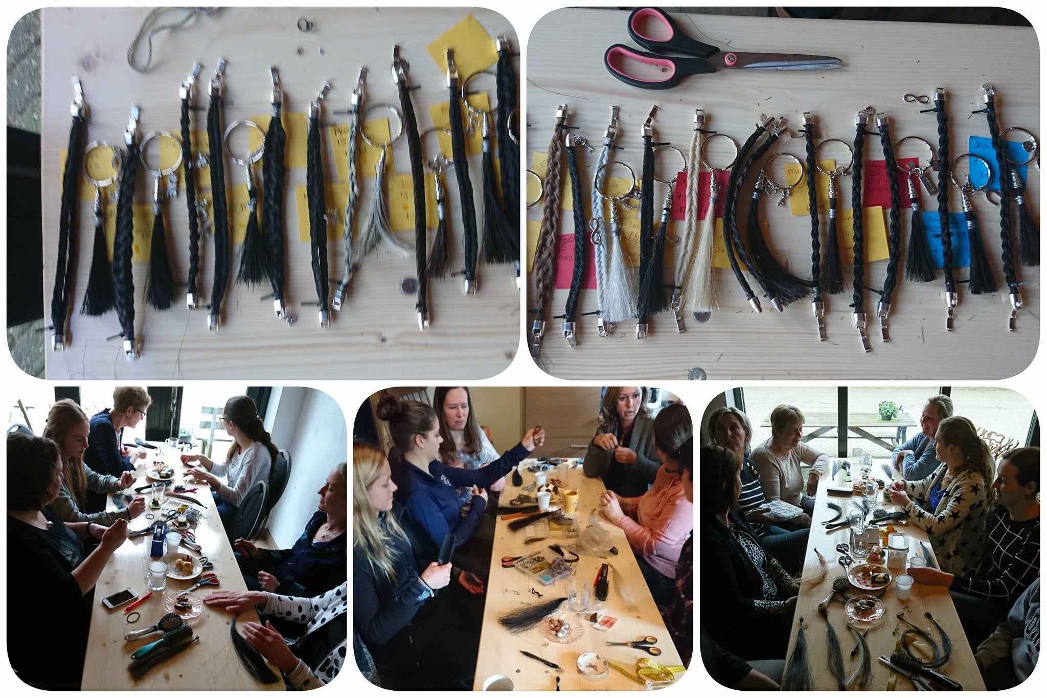 Vorige week zaterdag had ik 2 grote groepen in Knegsel. Bij Stal van Dillen! Super leuk om te zien dat er zoveel belangstelling voor was. Was een zeer geslaagde dag! Deze foto is van de eerste groep. Www.armbandpaardenhaar.nl/workshops