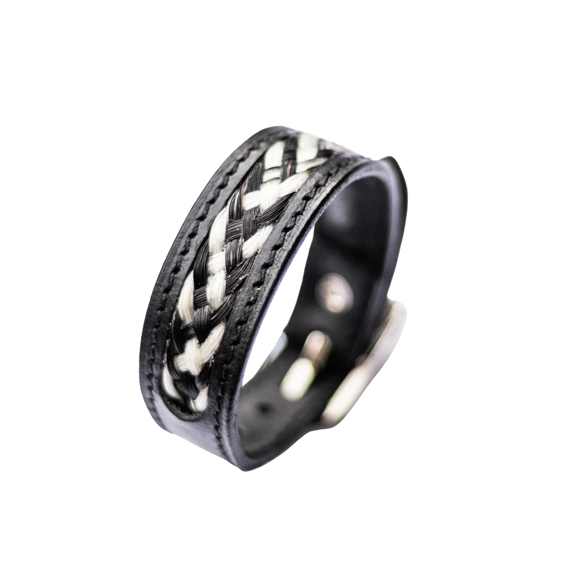 Leren armband breed ZWART