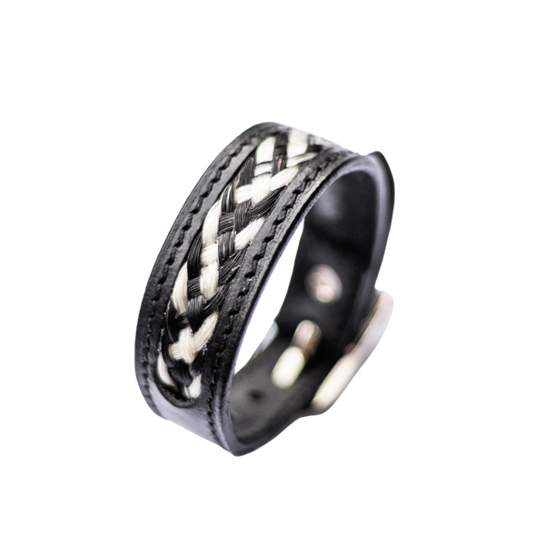 Leren armband breed ZWART
