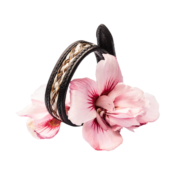 Leren armband smal ZWART