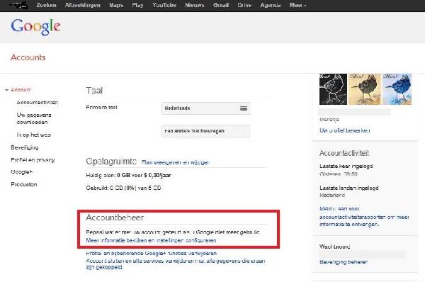 account beheer voorbeeld