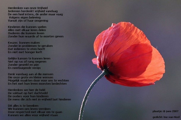 herdenking van onze vrijheid / Mijn Gedichten | Gedichtenhoekje-van-ine