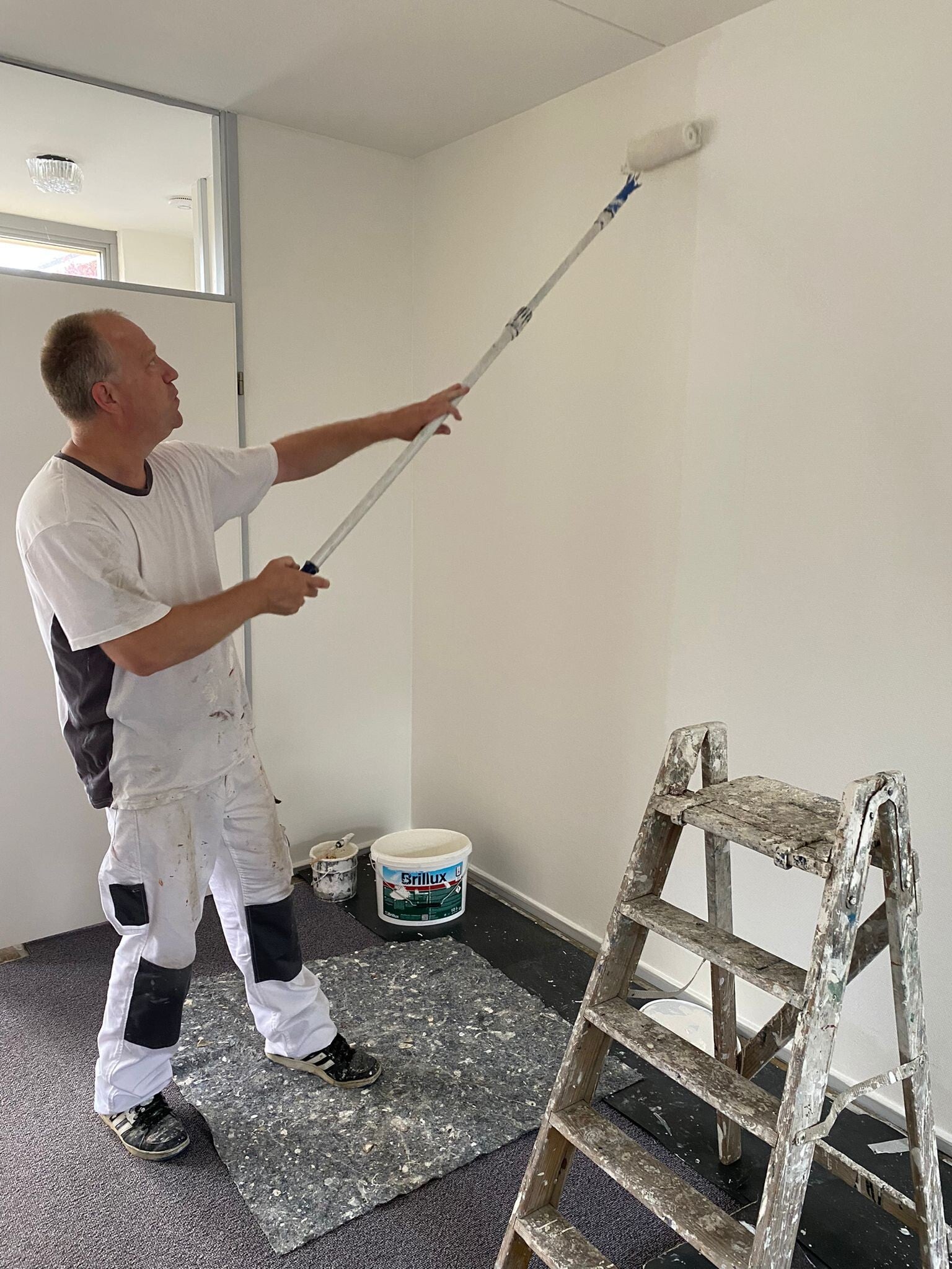 Glasweefsel behang standaard ruitje schilderen