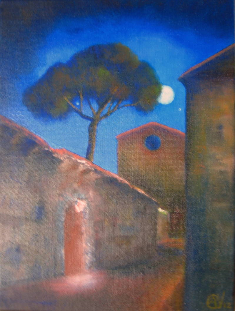 Toscaans stadje, olieverf op doek, 40x30cm (verkocht(