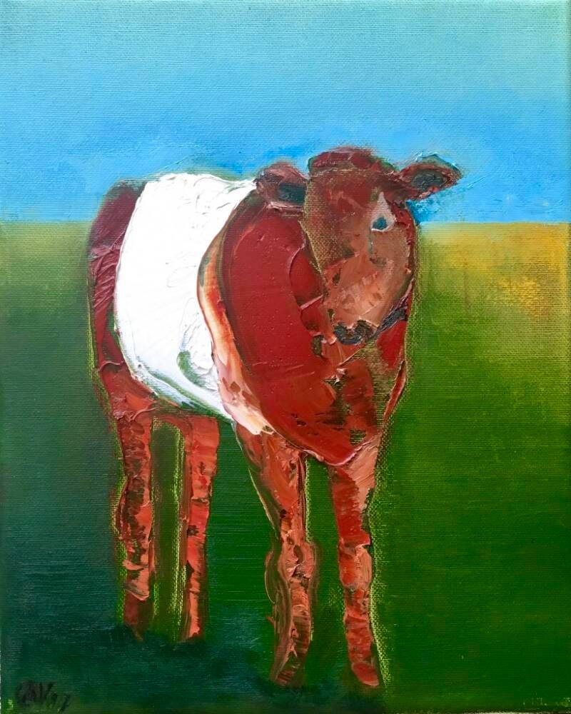 Lakenvelder kalfje, olieverf op doek, 30x24cm (verkocht)