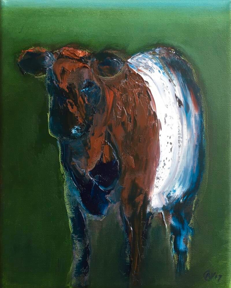 Lakenvelder, olieverf op doek, 30x24cm