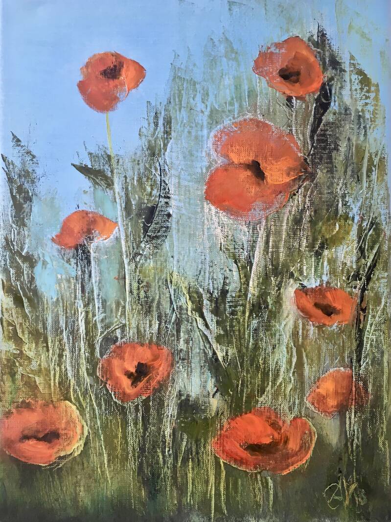 Klaproosjes (2018) olieverf op doek, 40x30cm VERKOCHT