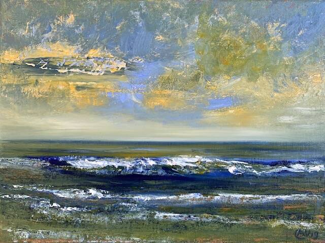 Licht, lucht en water, olieverf op doek, 30x40cm