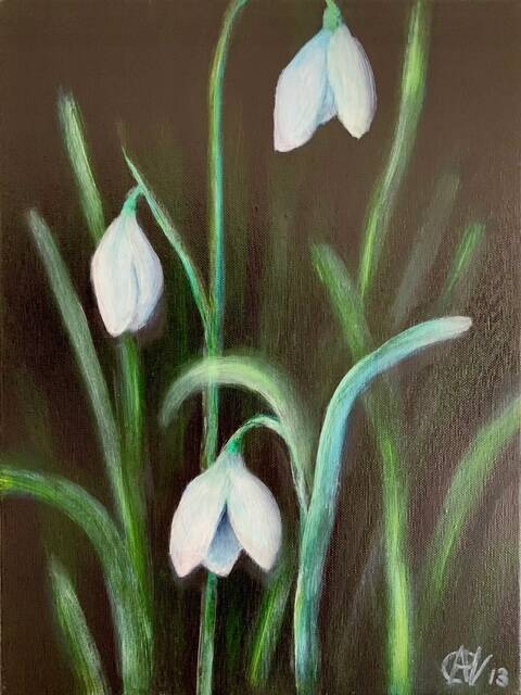 Sneeuwklokjes, olieverf op doek, 40x30cm (verkocht)