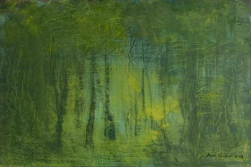 In het bos, olieverf op paneel, 40x60cm