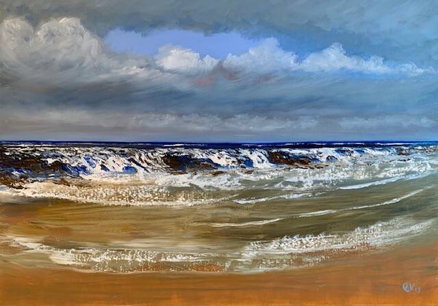 De golven breken, olieverf op doek, 60x90cm