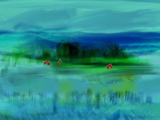 Landschap, geïnspireerd op Zweden, digitale kunst