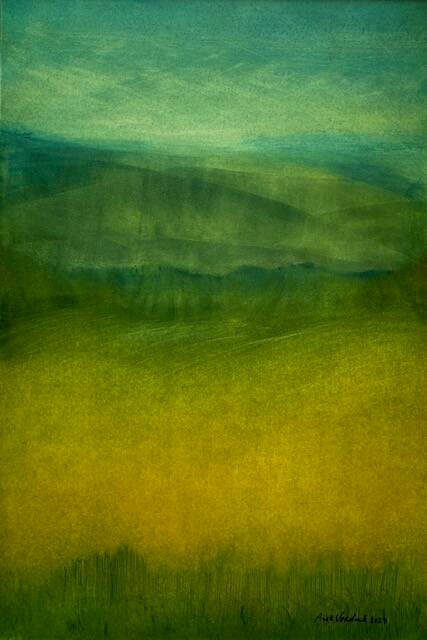 Delicaat Landschap, olieverf op gessobord, 60x40cm